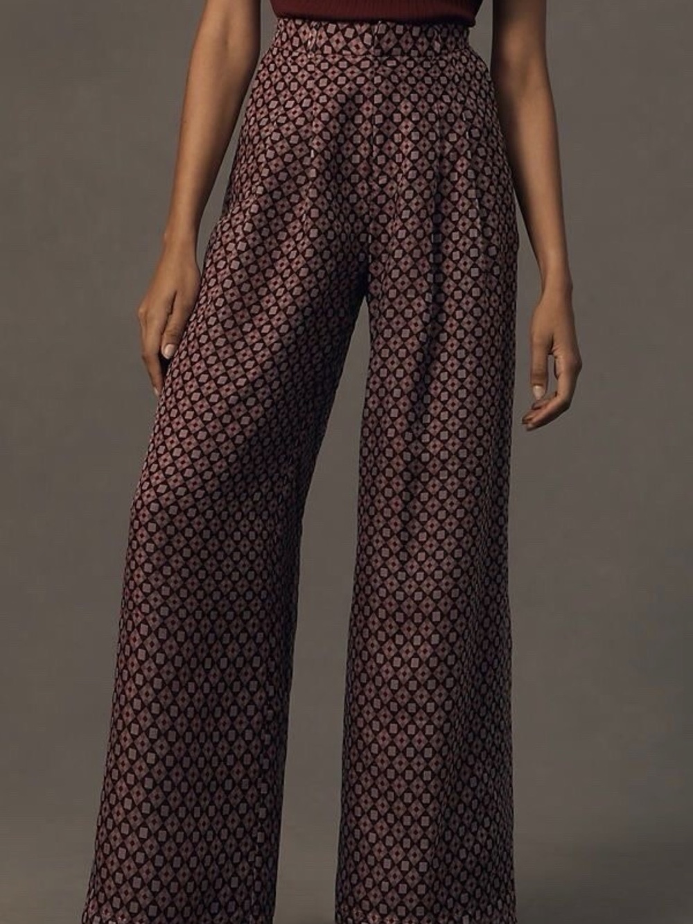 NWT Maeve by Anthropologie ‘The Avery’ Printed Wide-Leg 100% Silk Pants - Picture 2 of 13